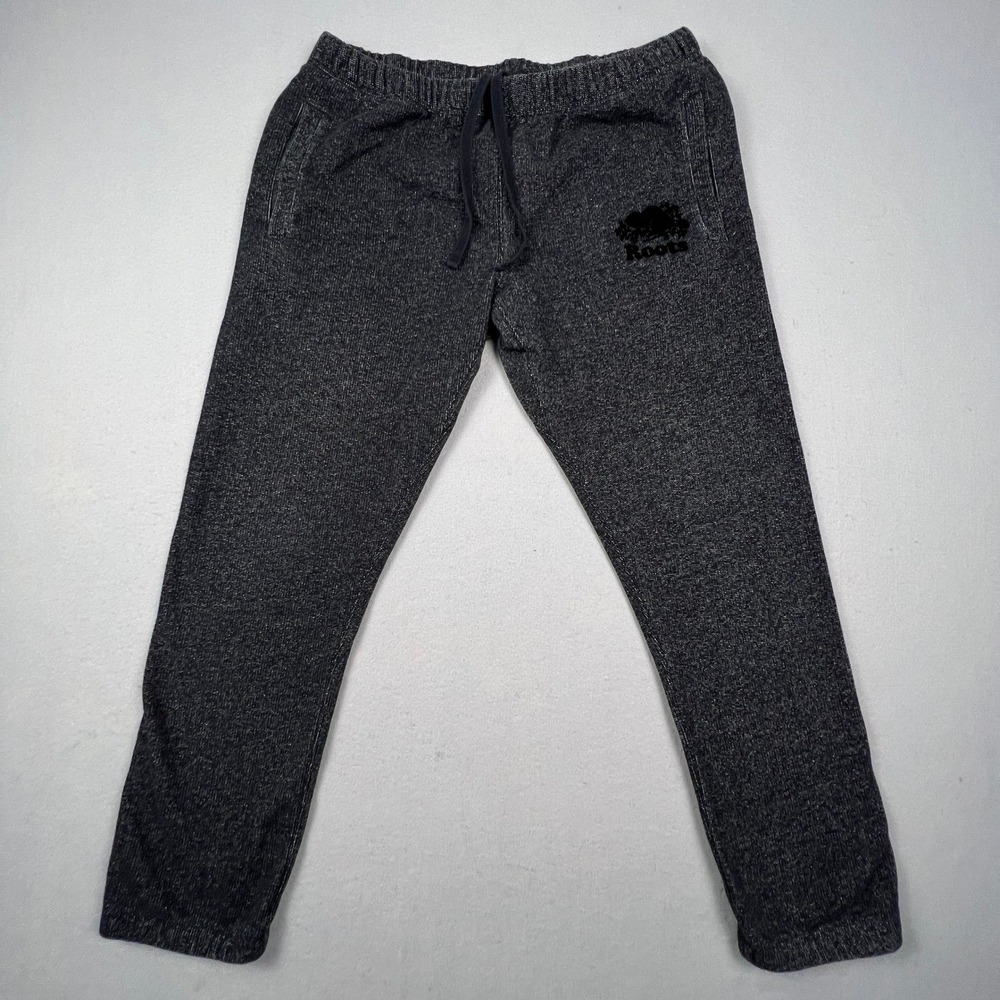 Roots Sweatpants Mens Large Charcoal Salt and Pepper Joggers Athletic Loungewear